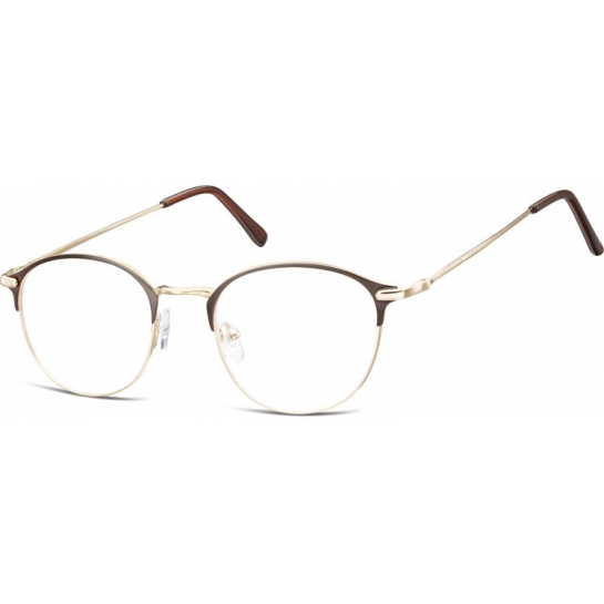 Lenonki okrągłe Okulary oprawki optyczne 933F zlote+ciemnobrązowe